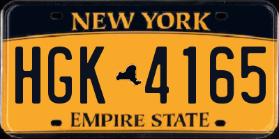 NY license plate HGK4165