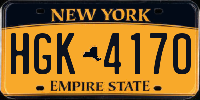 NY license plate HGK4170