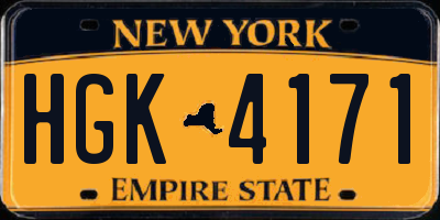 NY license plate HGK4171