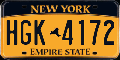 NY license plate HGK4172