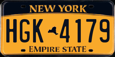 NY license plate HGK4179