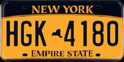 NY license plate HGK4180