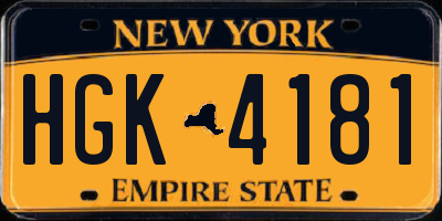 NY license plate HGK4181