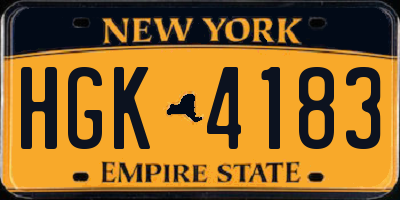 NY license plate HGK4183