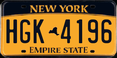 NY license plate HGK4196