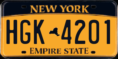 NY license plate HGK4201