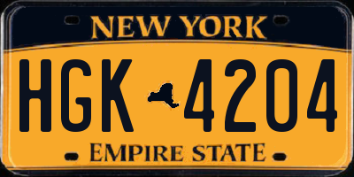 NY license plate HGK4204