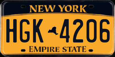 NY license plate HGK4206