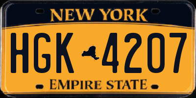 NY license plate HGK4207