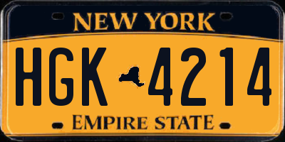 NY license plate HGK4214