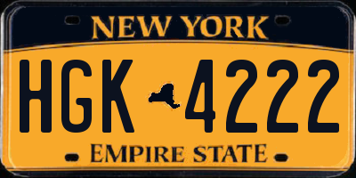 NY license plate HGK4222