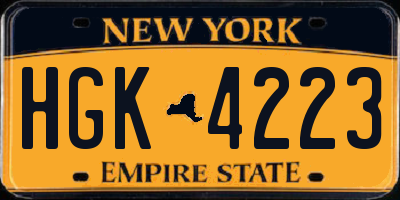 NY license plate HGK4223