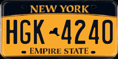 NY license plate HGK4240