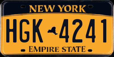 NY license plate HGK4241