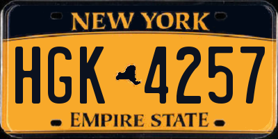 NY license plate HGK4257