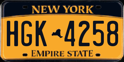 NY license plate HGK4258