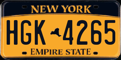 NY license plate HGK4265