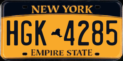 NY license plate HGK4285