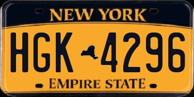 NY license plate HGK4296