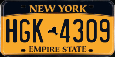 NY license plate HGK4309