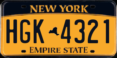 NY license plate HGK4321