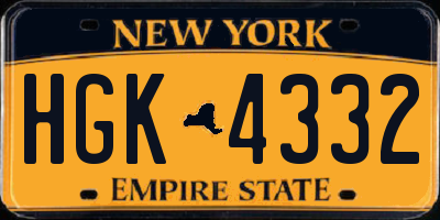 NY license plate HGK4332