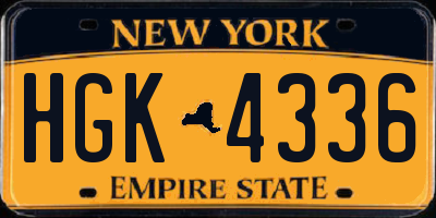 NY license plate HGK4336