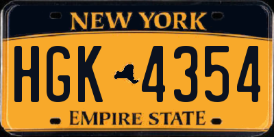 NY license plate HGK4354