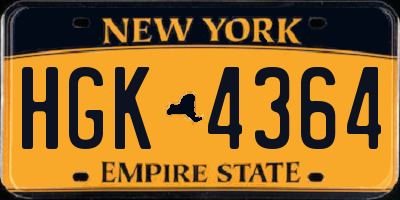 NY license plate HGK4364