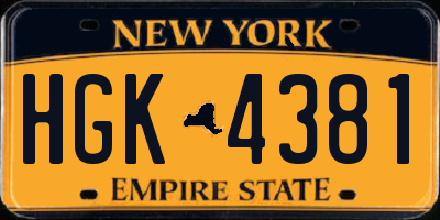 NY license plate HGK4381