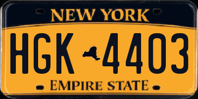 NY license plate HGK4403