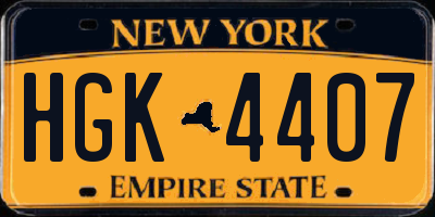 NY license plate HGK4407