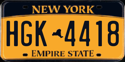 NY license plate HGK4418