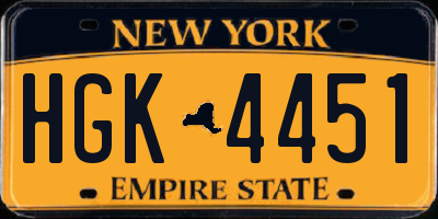 NY license plate HGK4451