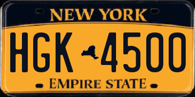 NY license plate HGK4500