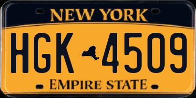 NY license plate HGK4509