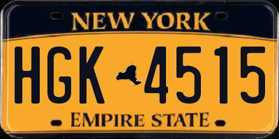 NY license plate HGK4515