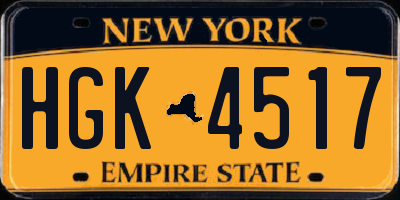 NY license plate HGK4517