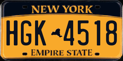 NY license plate HGK4518