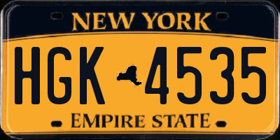NY license plate HGK4535