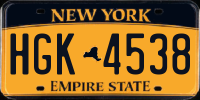 NY license plate HGK4538