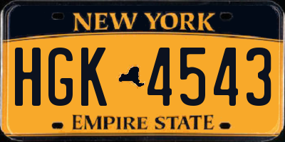 NY license plate HGK4543