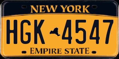 NY license plate HGK4547