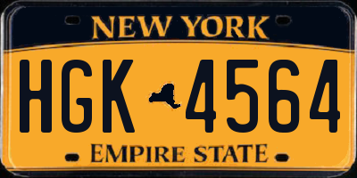 NY license plate HGK4564