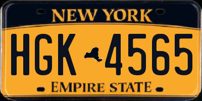 NY license plate HGK4565