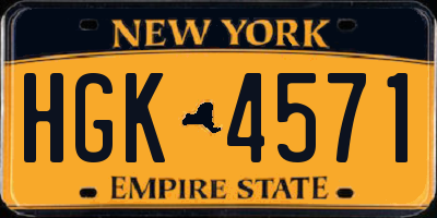 NY license plate HGK4571