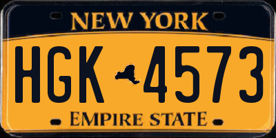 NY license plate HGK4573