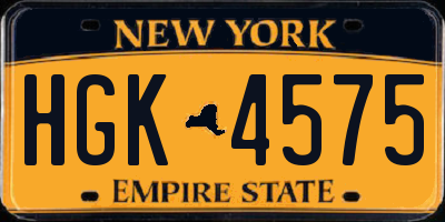 NY license plate HGK4575