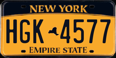 NY license plate HGK4577