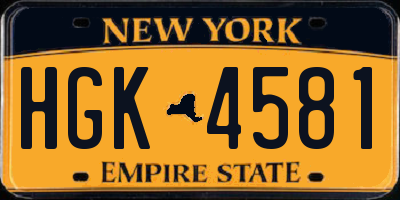 NY license plate HGK4581